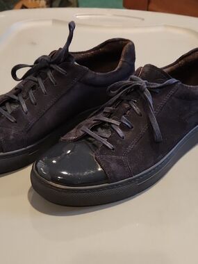 Crown Men's Suede & Patent Low-Top Sneakers - Navy Gray